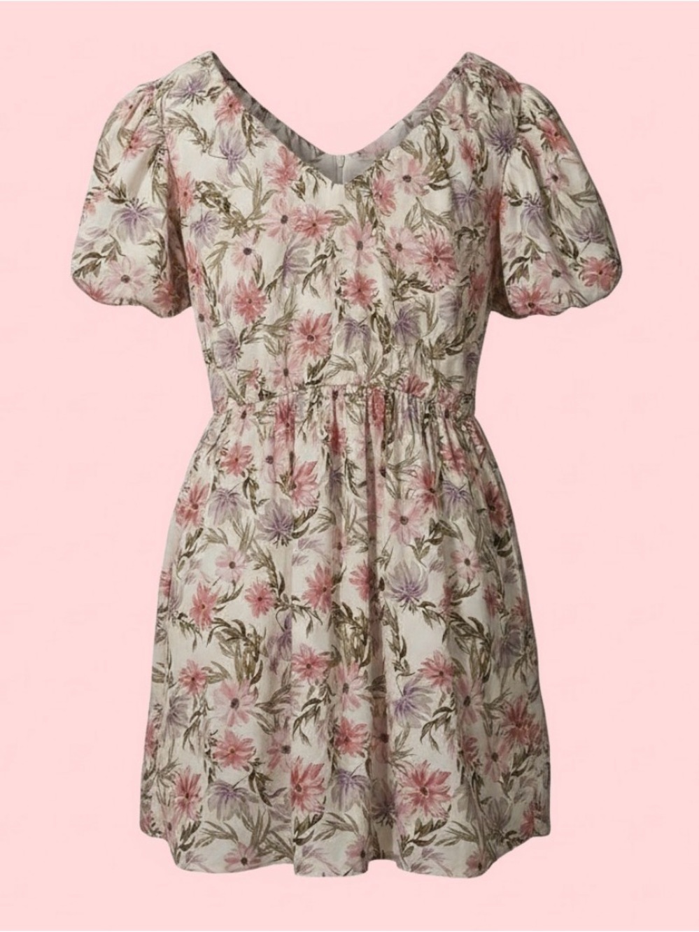Express Floral Puff Sleeve Dress Pockets Sz L Cottagecore Summer Garden Party